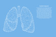 Lungs human organ of respiration from abstract futuristic polygonal white lines and dots on blue background for banner, poster, greeting card. Vector illustration.