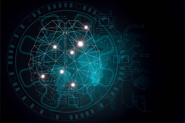 Sticker - science big data visualization. futuristic artificial intelligence . cyber mind aesthetic design con