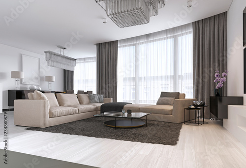 Modern Light Contemporary Living Room With Large Corner Sofa