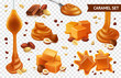 Realistic Caramel Chocolate Nut Icon Set