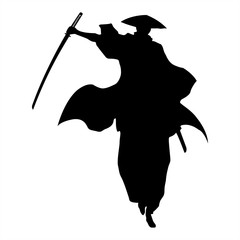 Wall Mural - samurai silhouette warrior sword ninja japanese katana