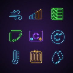 Sticker - Air conditioning neon light icons set