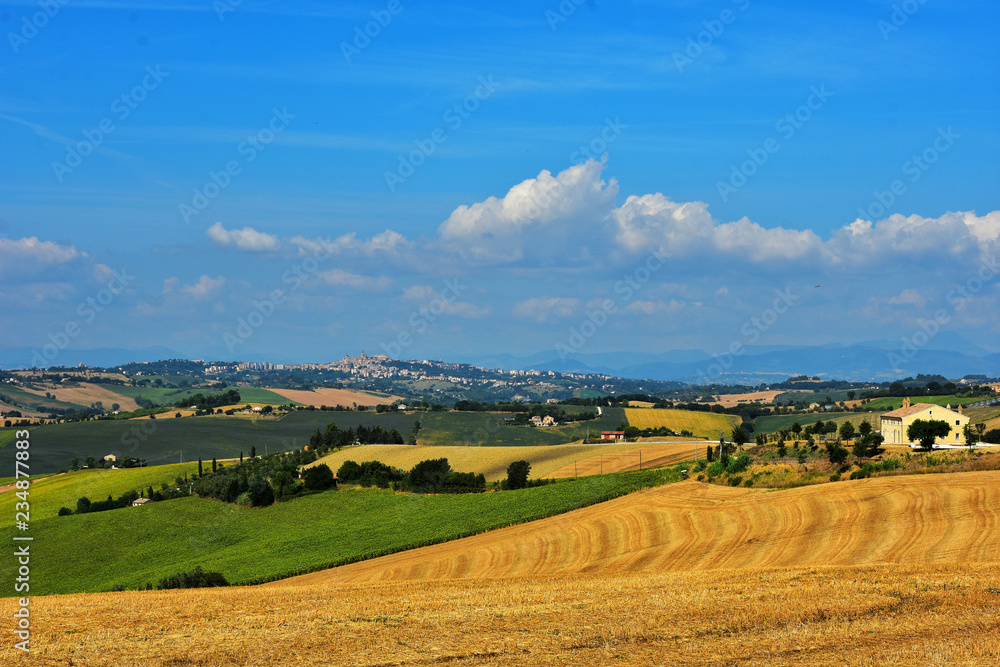 Italy Landscae Rural Rural landscape of the Marche region in Italy, between art cities and ...