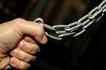 Big steel chain closeup