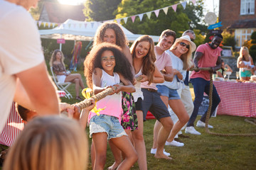 Game Of Tug Of War At Summer Garden Fete