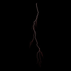 Isolated realistic electrical lightning strike visual effect on black night background. Energy change. 