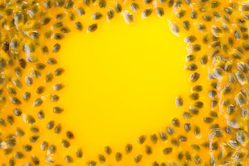 Wall Mural - Passion fruit juice close up texture for background