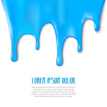 Bright Blue Paint Drips With Copy Space. Vector Illustration.