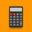 Dark electronic calculator in flat style with shadow. Digital keypad math isolated device vector illustration.