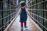 Fototapeta  - 吊り橋を渡る子供