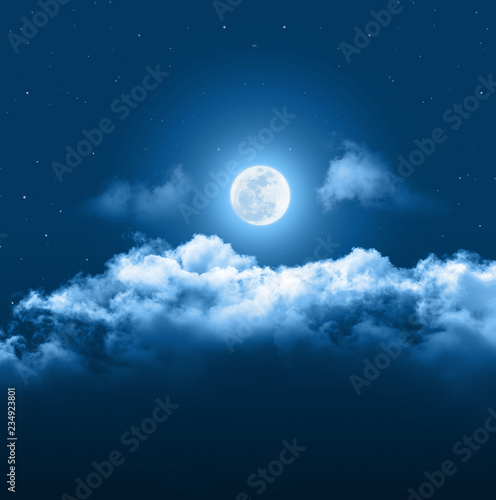 Mystical Night Sky Background With Full Moon Clouds And Stars Moonlight Night With Copy Space For Winter Background Buy This Stock Photo And Explore Similar Images At Adobe Stock Adobe Stock