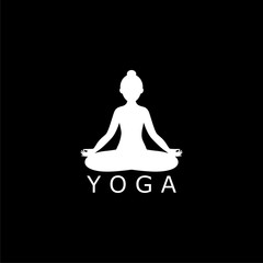 Sticker - Yoga meditation zen pose logo silhouette logo on dark background