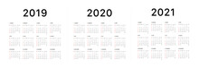 2019 Calendar Starting Sunday Calendar 2019 And 2020 Template. Calendar Design In Black And White Colors, Holidays In Red Colors. Vector