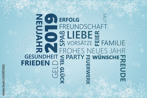 Photographie 2019 Neujahr Glückwünsche Grußkarte Winter Schnee