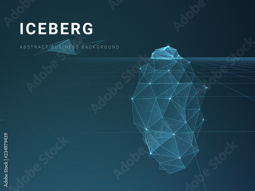 Fotografía Abstract modern business background vector with stars and lines in shape of an iceberg on blue background