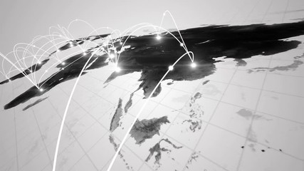 Wall Mural - Global business concept of connections and information transfer in the world in black and white