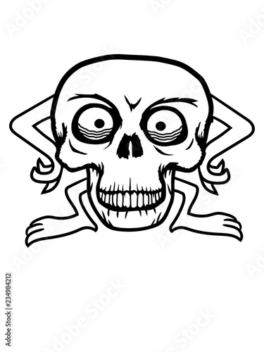 Totenkopf Skelett Schadel Totenschadel Kopf Gesicht Horror Halloween Lustig Gruselig Monster Comic Cartoon Clipart Arme Beine Angstlich Gruseln Stock Illustration Adobe Stock