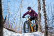 Woman Riding a Fat Bike in the Snow