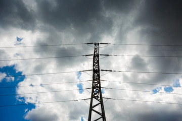 High voltage post. High voltage tower sky background. Electricity is the major energy of the world.