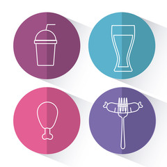 Sticker - set of fast food and drink icon