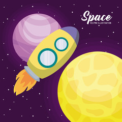 Sticker - startup rocket with planet with sun