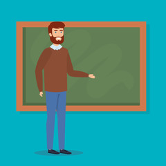 Teacher with blackboard design