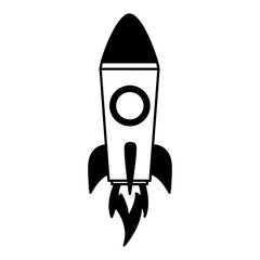 Sticker - rocket innovation on white background