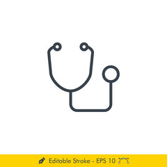 Stethoscope Icon / Vector - In Line / Stroke Design