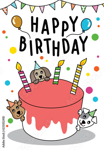 Vector Doodle Cute Cat And Dog With Cake For Happy Birthday Card Have Space For Text Stock Vector Adobe Stock Vector Doodle Cute Cat And Dog With Cake For Happy Birthday Card Have Space For Text Stock Vector Adobe Stock