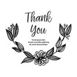 THANK YOU hand lettering with hand draw flower vector art