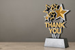© doomu - Award Trophy with Golden Thank You Sign. 3d Rendering
