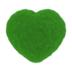 Aufkleber - Ecology Concept. Green Healthy Grass Heart. 3d Rendering