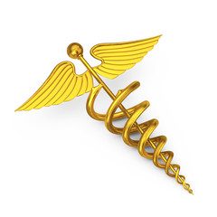 Poster - Gold Medical Caduceus Symbol. 3d Rendering