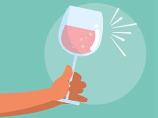 Poster - hand with cup of wine isolated icon