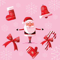 Poster - santa claus christmas with set icons