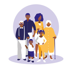 Sticker - group of black family members characters