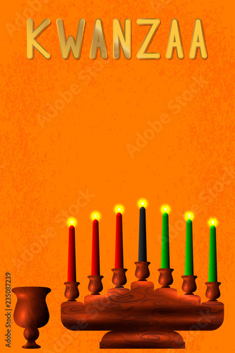 Kwanzaa Concept Of An African American Festival In The United States Kinara Wooden Candle Holder And 7 Candles Of Traditional Colors Bowl Buy This Stock Vector And Explore Similar Vectors
