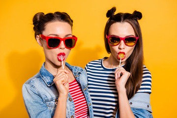 Two brunette hair lovely cute sweet gorgeous nice adorable lady 