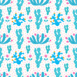 © shevalierart - Succulent ornamental seamless pattern. Endless vegetal background. EPS 10 vector illustration.