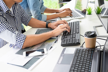 programmer working in a software development and coding technologies. website design.technology conc