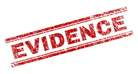 Wall Mural - evidence seal print with grunge texture. red vector rubber print of evidence tag with scratched text
