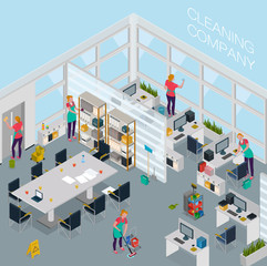 Poster - Cleaning Service Office Isometric Illustration