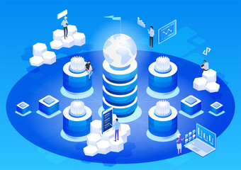 Wall Mural - abstract high technology concept. data storage. web cloud technology business.