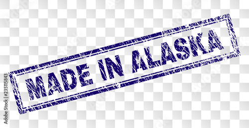 Photographie MADE IN ALASKA stamp seal print with rubber print style and double framed rectangle shape