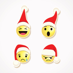 Set of 3D New Year emoji stickers icons,funny faces with different expression,social media reactions