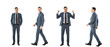 © LIGHTFIELD STUDIOS - collage of adult businessman in suit walking and standing with different emotions isolated on white