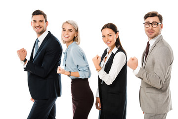 Wall Mural - professional successful business team holding fists isolated on white