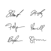 Collection Of Vector Signatures. Samples Handwritten Autographs. Vector Illustration For Convection.