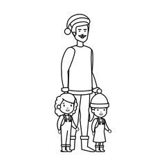 Wall Mural - father and kids with christmas clothes