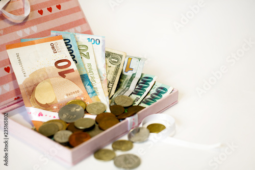 Money In A Box With A Beautiful Bow Currency For Holidays - 